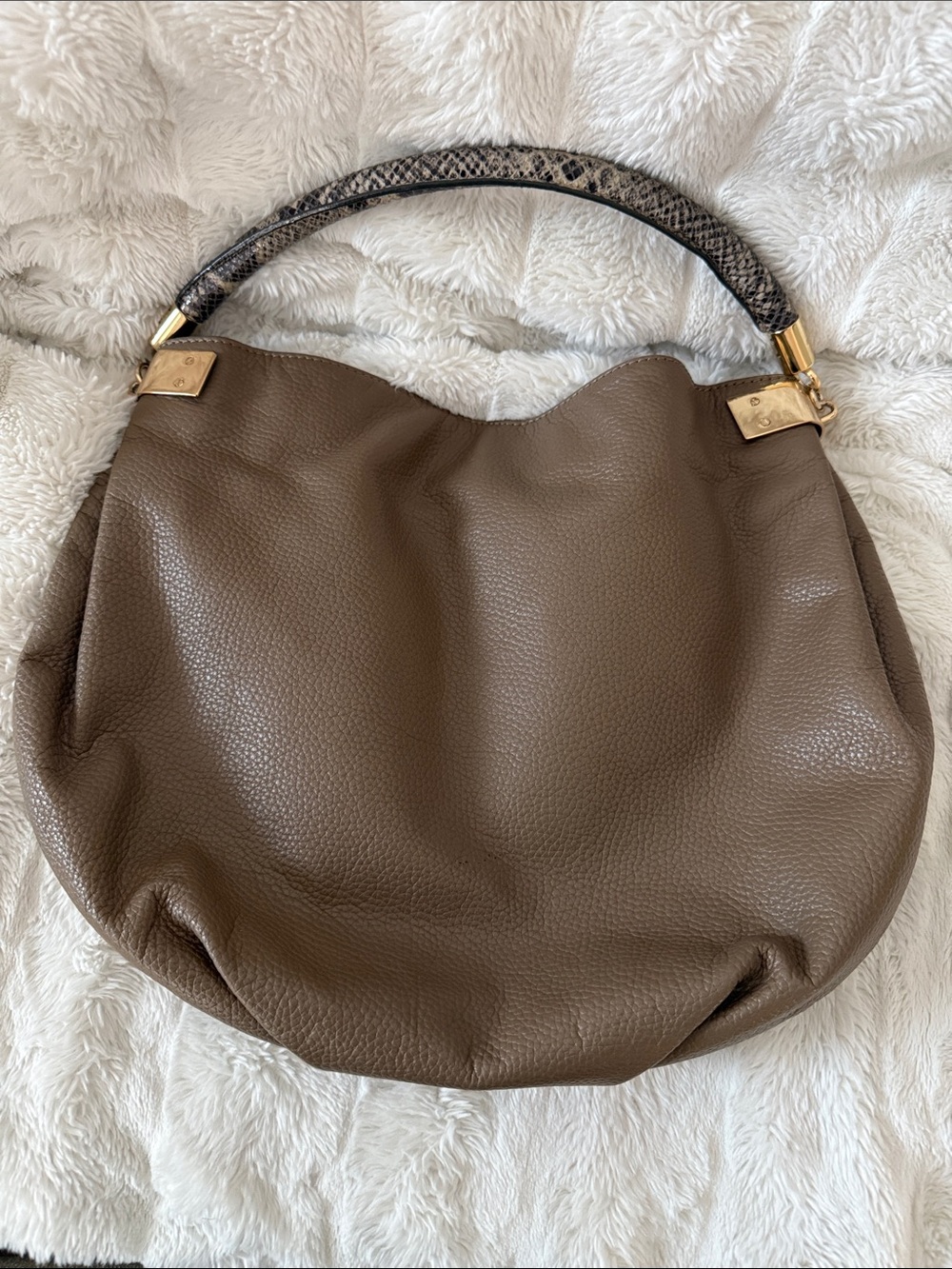 Nordstrom Halogen Leather Hobo Bag with Snakeskin Style Handle